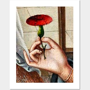 Medieval woman's hand holding a flower Posters and Art